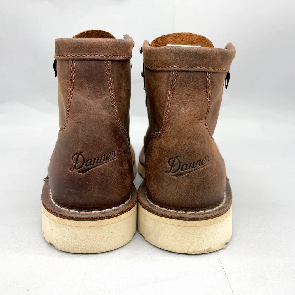 Danner Brown Leather Moc Toe Work Boot with White Sole - Picture 5 of 12